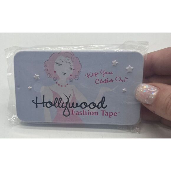 HOLLYWOOD FASHION SECRET Fashion Tape Tin 50 pre-cut clear double stick strips - Picture 1 of 3